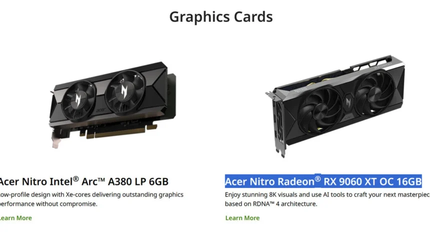 acer nitro radeon rx 9060 xt 16gb preview