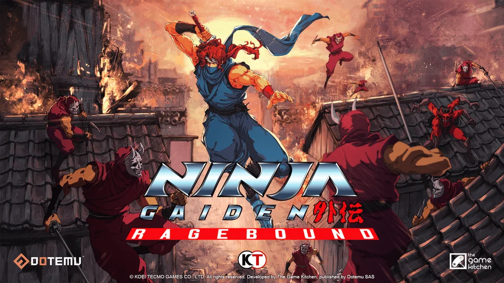 شخصیت اصلی بازی Ninja Gaiden: Ragebound در حال مبارزه در یک محیط ساید-اسکرولینگ