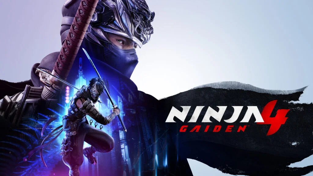 ریو هایابوسا در حال مبارزه با یک دیو بزرگ در خیابان‌های نئونی توکیو در بازی Ninja Gaiden 4.