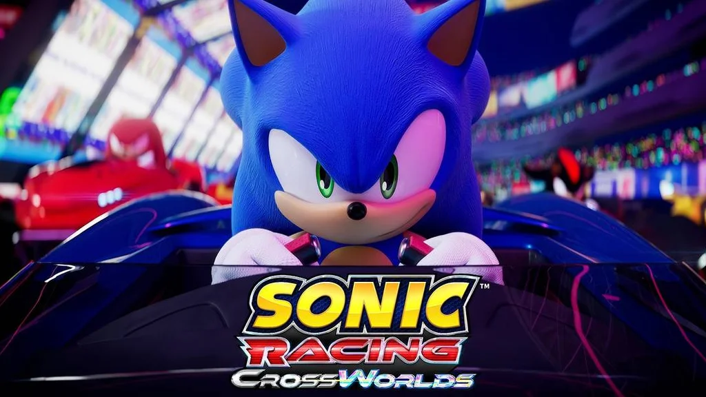 تصویر هنری بازی Sonic Racing: CrossWorlds با حضور سونیک، جوکر، ایچیبان و هاتسونه میکو
