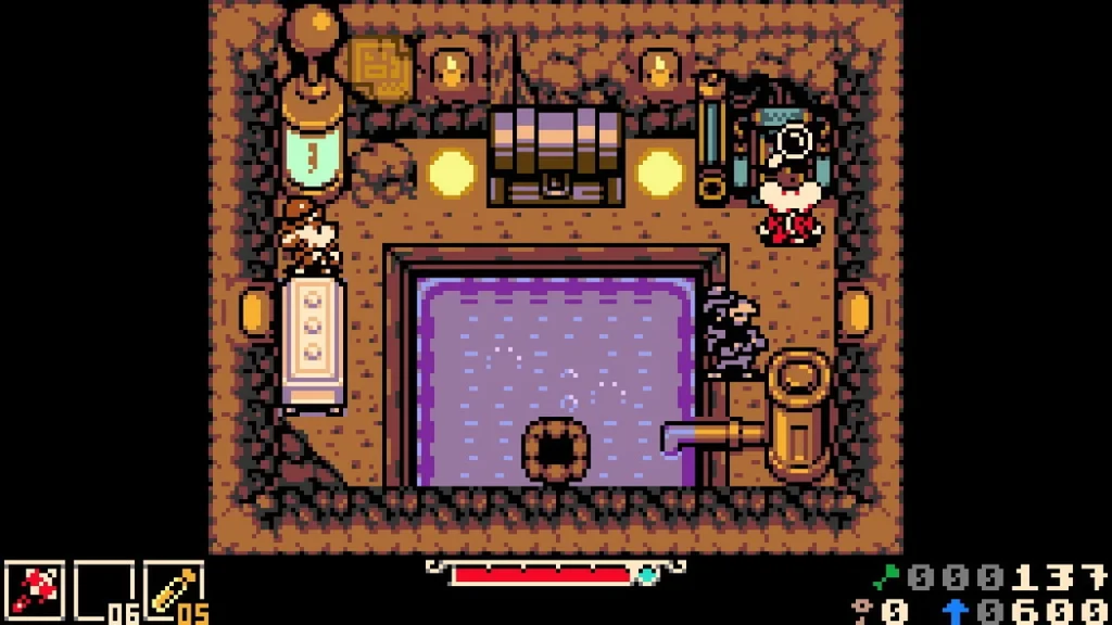 گیم‌پلی بازی Mina The Hollower با استایل گرافیکی رترو و پیکسلی مشابه بازی‌های Game Boy Color.