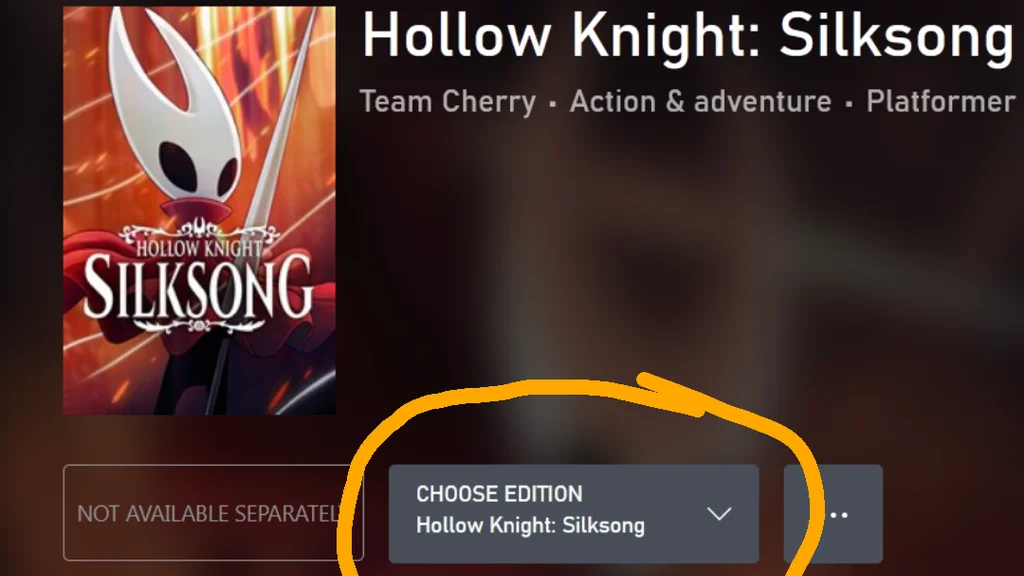 نمایی از صفحه بازی Hollow Knight: Silksong در فروشگاه استیم که قابلیت خرید به آن اضافه شده