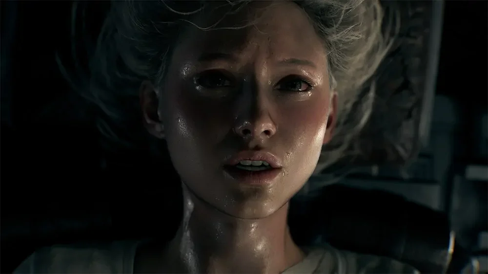 شخصیت اصلی جدید، گریس، در حال کاوش در راهروهای تاریک و دلهره‌آور بیمارستان در بازی Resident Evil Requiem
