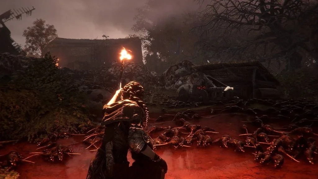 تصویری از فضای تاریک و موش‌های بازی A Plague Tale Requiem